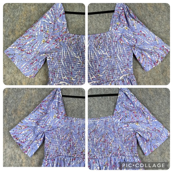 ELOQUII Elements Puff Sleeve Zebra Print Smocked Feminine Chic Boho Fun Dress - Picture 9 of 15